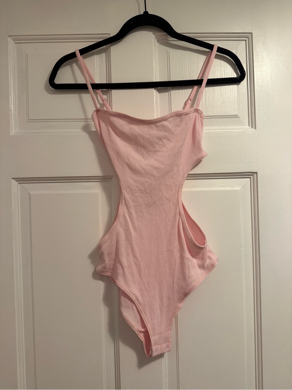 SKIMS Light Pink Ribbed Cut-Out Kids One-Piece Bodysuit